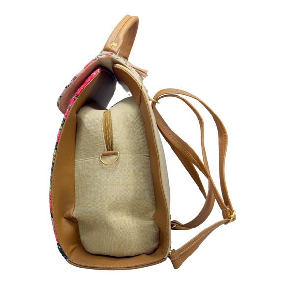 Artisan Made Frida Kahlo Canvas Faux Leather Tote Backpack From Coyoacan Mexico main image 4